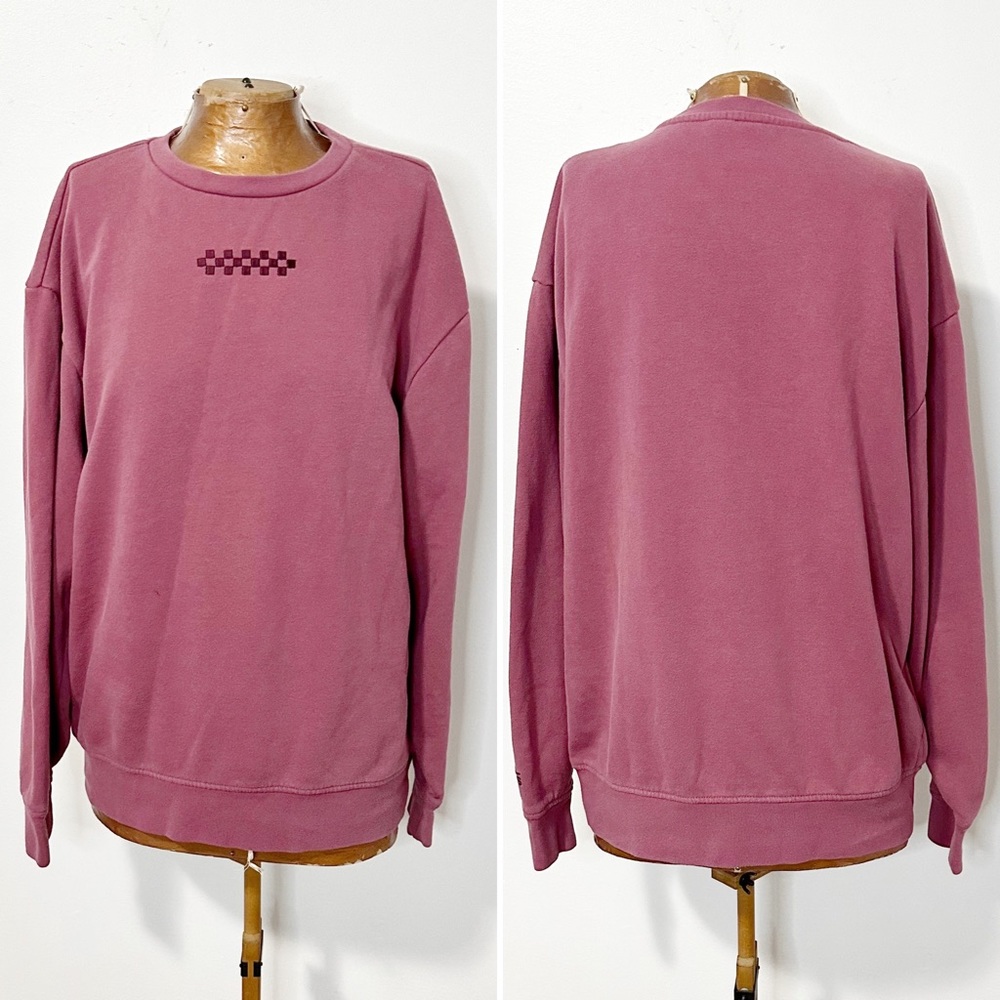 Vans Raspberry Embroidered checkerboard Relaxed Fit Sweatshirt Size Extra Small